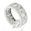 Image 9 : Platinum 4 ctw Straight Baguette & Round High Quality Diamond Eternity Band Ring