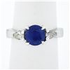 Image 2 : 14k White Gold 2.01 ctw GIA Ceylon Round Sapphire & Pear Diamond Accents Ring
