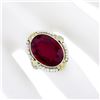 Image 3 : Antique Art Deco 14k Gold Oval Synthetic Ruby & Seed Pearl Floral Filigree Ring