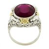 Image 8 : Antique Art Deco 14k Gold Oval Synthetic Ruby & Seed Pearl Floral Filigree Ring