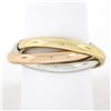 Image 1 : Tri Color Gold & Platinum Interlocking Polished Rolling Trinity Three Band Ring