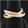 Image 2 : Tri Color Gold & Platinum Interlocking Polished Rolling Trinity Three Band Ring