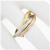 Image 3 : Tri Color Gold & Platinum Interlocking Polished Rolling Trinity Three Band Ring