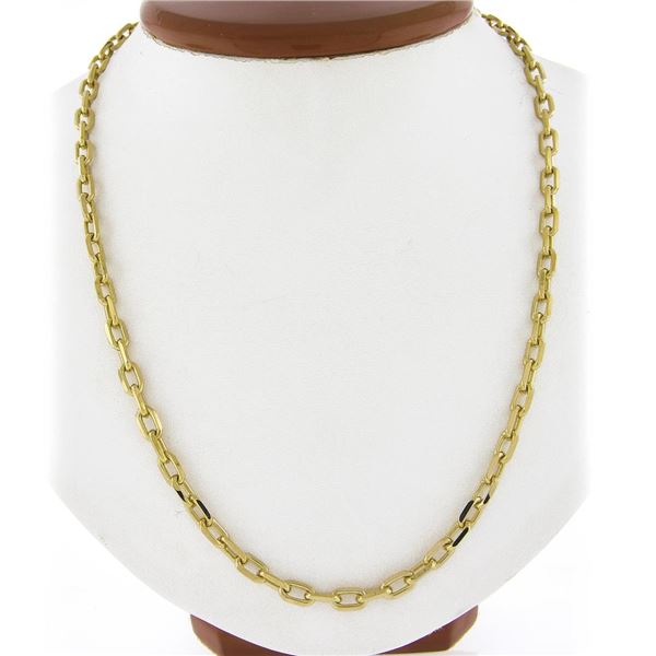 Unisex 18K Yellow Gold 18.75" Faceted Polished Open Cable Link Chain Necklace