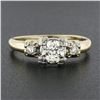 Image 2 : Antique 14k Gold & Palladium 0.60 ctw Old Diamond Squared Setting Engagement Rin