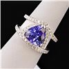 Image 3 : 4.02 ctw Tanzanite and 0.84 ctw Diamond 18K White Gold Ring