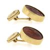 Image 2 : Antique Mens 14k Gold Round Bezel Carved Intaglio Carnelian & Gold Cuff Links