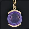 Image 2 : Vintage 14K Gold 15.8mm Round Alexandrite Channel Set Solitaire Pendant w/ Chain
