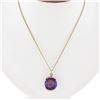 Image 7 : Vintage 14K Gold 15.8mm Round Alexandrite Channel Set Solitaire Pendant w/ Chain
