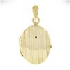 Image 1 : Italian 14k Yellow Gold Polished Grooved Vertical Work Large Oval Locket Pendant