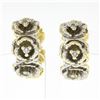 Image 3 : Vintage 18K TT Gold Diamond Textured Rose Flower Reversible Hoop Huggie Earrings
