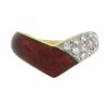 Image 4 : 14k Yellow Gold 0.28 ctw Diamond & Red Enamel Work V Chevron Stackable Band Ring