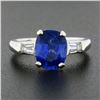 Image 2 : Vintage Platinum GIA Burma NO HEAT Cushion Sapphire & Diamond Engagement Ring
