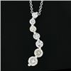 Image 6 : 14K White Gold 1.10 ctw Round Diamond Wavy Journey Pendant w 18" Cable Link Chai