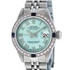 Image 2 : Rolex Ladies Stainless Steel Quickset Blue Diamond And Sapphire Datejust Wristwa