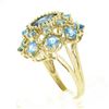 Image 7 : 10k Yellow Gold Large Oval Round Blue Stone Open Work Domed Tiered Cluster Ring