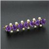 Image 4 : Antique Victorian 14k Gold 4.2mm Old Round Amethyst & Seed Pearl Bar Pin Brooch