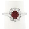 Image 1 : Platinum 1.35 ctw GIA BURMA NO HEAT Cushion VIVID RED Spinel Diamond Halo Ring