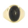 Image 4 : Men's 14K Yellow Gold Oval Cabochon Bezel Set Brown Star Sapphire Solitaire Ring