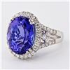 Image 2 : 13.17 ctw Tanzanite and 1.53 ctw Diamond Platinum Ring (GIA CERTIFIED)