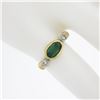 Image 3 : 18K Yellow Gold Elongated Oval Green Tourmaline Solitaire & Diamond Band Ring