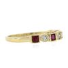 Image 5 : Estate 14k Yellow Gold Diamond & Synthetic Ruby Milgrain Bezel Stack Band Ring