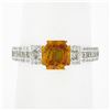 Image 3 : NEW 14K White Gold 2.67 ctw GIA Octagonal Orange Sapphire Diamond Engagement Rin