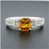 Image 4 : NEW 14K White Gold 2.67 ctw GIA Octagonal Orange Sapphire Diamond Engagement Rin