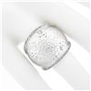 Image 3 : 14K White Gold 0.39 ctw Hammered Finish w/ Diamond Sides Wide Dome Bombe Band Ri