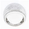 Image 8 : 14K White Gold 0.39 ctw Hammered Finish w/ Diamond Sides Wide Dome Bombe Band Ri