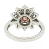 Image 3 : Platinum & 18k Gold GIA Fancy Pinkish Brown Diamond Flower Halo Engagement Ring