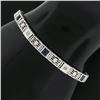 Image 3 : Antique Art Deco 14k Gold Diamond Sapphire Open Filigree Straight Line Bracelet