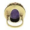 Image 7 : 14k Gold Left Facing Amethyst Cameo Ring w/ Seed Pearl Filigree & Floral Frame