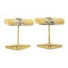Image 3 : Men's 14K TT Gold 0.10 ctw Pave Diamond Textured Wrapped Bar Swivel Cuff Links