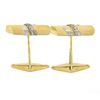 Image 4 : Men's 14K TT Gold 0.10 ctw Pave Diamond Textured Wrapped Bar Swivel Cuff Links