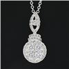 Image 3 : Solid 18k White Gold 1.0 ctw Round Diamond Cluster Pendant & 16" 14k Cable Chain