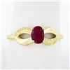 Image 1 : 14k Yellow Gold 0.70 ctw Oval Ruby Solitaire Dual Finish Open Infinity Sides Rin