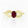 Image 4 : 14k Yellow Gold 0.70 ctw Oval Ruby Solitaire Dual Finish Open Infinity Sides Rin