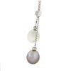 Image 5 : 14k White Gold 16 Rolo Link Chain w/ Dual Pearl Drop Dangle Pendant Necklace