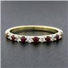 Image 2 : 14K Gold 0.53 ctw Alternating Round Brilliant Ruby & Diamond Prong Stack Band Ri