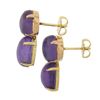 Image 5 : Vintage 14K Yellow Gold Round & Oval Cabochon Cut Amethyst Drop Dangle Earrings