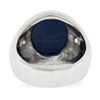 Image 7 : Mens 14k White Gold Simulated Lindy Blue Star Sapphire & Diamond Pinky Dome Ring