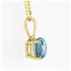 Image 3 : NEW 14k Yellow Gold 1.35 ctw Round Brilliant Blue Zircon Solitaire Pendant & Cha
