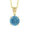 Image 5 : NEW 14k Yellow Gold 1.35 ctw Round Brilliant Blue Zircon Solitaire Pendant & Cha