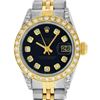 Image 1 : Rolex Ladies Quickset Two Tone 18K Black Diamond Lugs Datejust Wristwatch 26MM