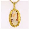 Image 1 : Antique Victorian 10K Yellow Gold Hand Carved & Set Cameo 16" Pendant Necklace