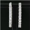 Image 5 : 14K White Gold Large 5 ctw In and Out Emerald Cut Diamond Oval Shape Hoop Earrin