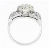 Image 8 : Vintage Platinum 2.15 ctw GIA Round Prong Set Diamond w/ Accents Engagement Ring