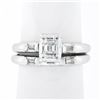 Image 1 : Vintage 14K Gold 0.50 ctw Emerald Cut Diamond Engagement Ring Matching Band Set