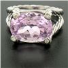 Image 6 : 14k White Gold Twisted Cable 8.5 ctw Oval Kunzite Solitaire Ring 4 Diamond Accen